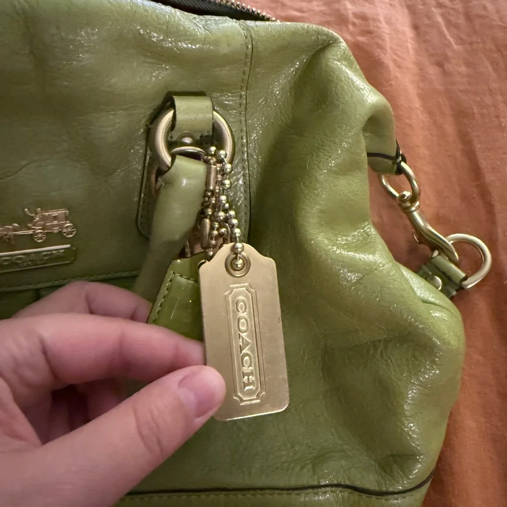 Coach Lime Green Leather Satchel with Gold Hardware - Picture 2 of 6